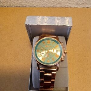 Luxury Gold Watch with Blue Dial